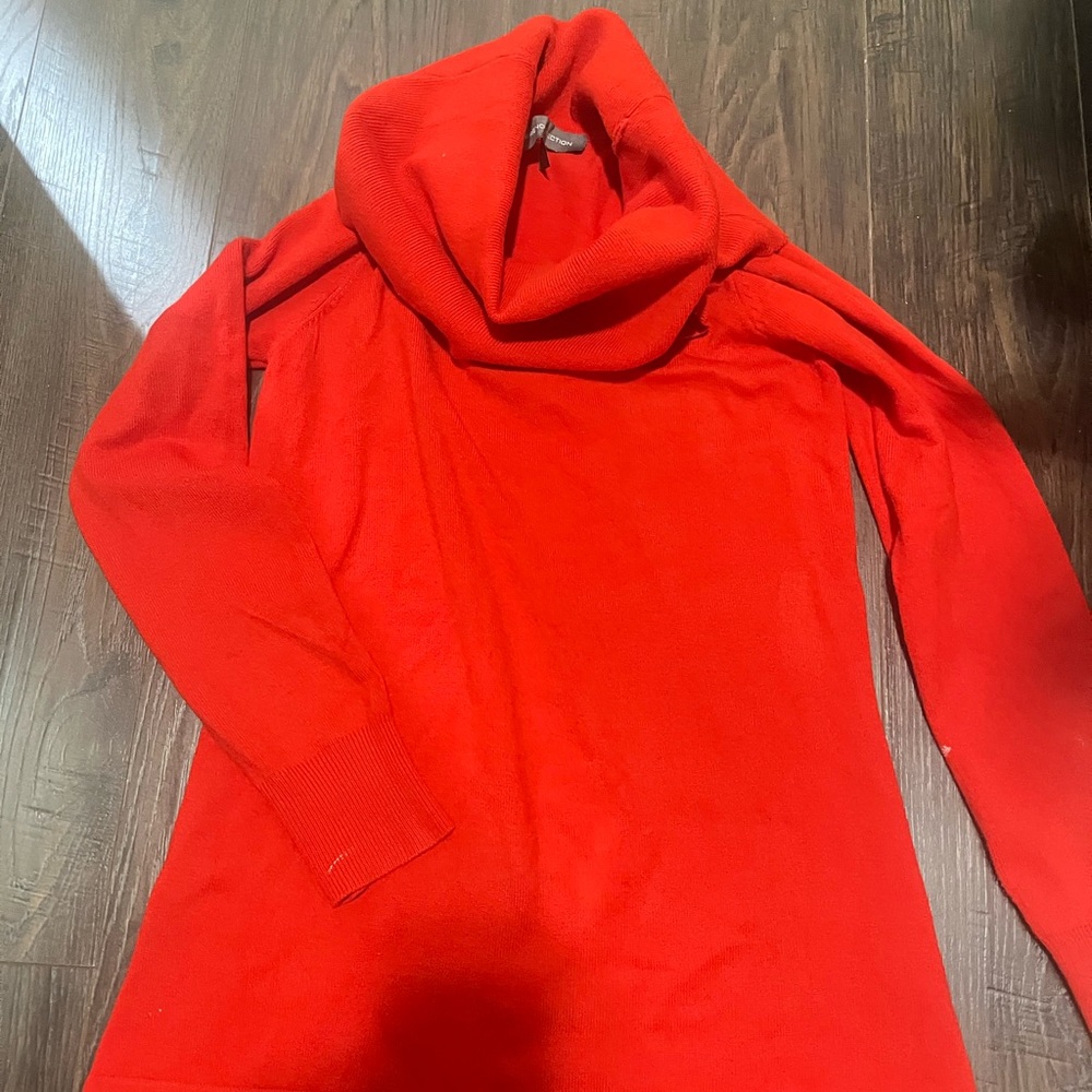 Red sweater with loose turtleneck